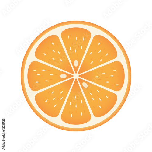 半分にカット or 輪切りしたオレンジの果実の断面のイラスト - 新鮮なフルーツのイメージ素材