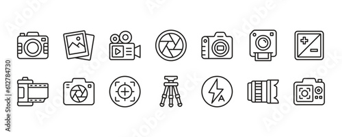 Photography icon set. Vector graphic illustration.