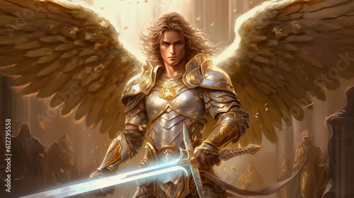 Archangel Michael leads the heavenly armies. Generative AI