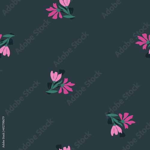 Kwiatowy wzór wektorowy. Mały różowy bukiecik. Prosty design do wykorzystania na tkaninach lub w innych projektach. Wzór powtarzalny.