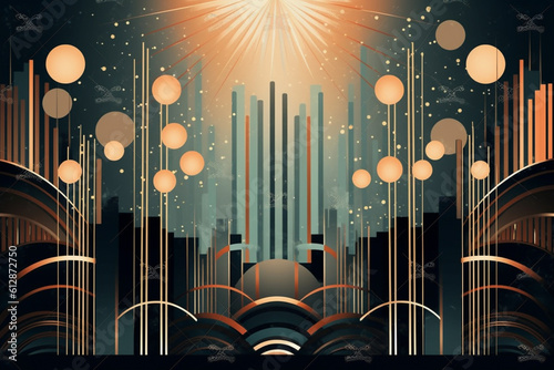 Generative ai. Art Deco Christmas abstract background