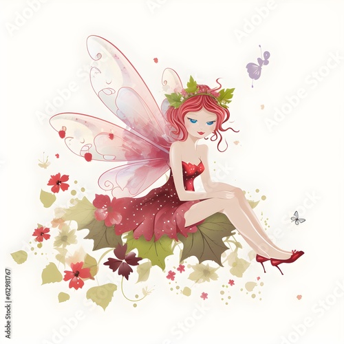 Playful winged whispers, colorful illustration of cute fairies with playful wings and whispers of delight