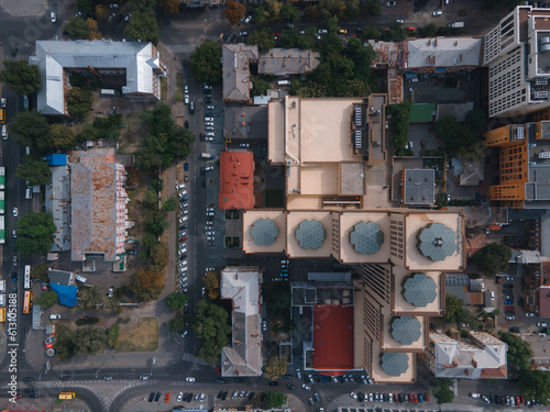 Top view of the cultural and business center "Menorah" - the world's largest Jewish complex, opened in the city of Dnipro. Religious center.