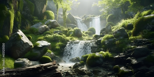 Beautiful waterfall Created with Generative AI