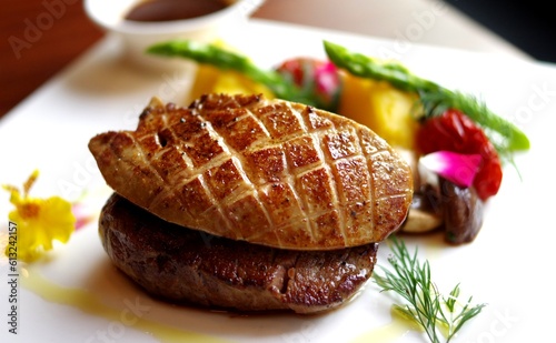 seared foie gras and roasted steak