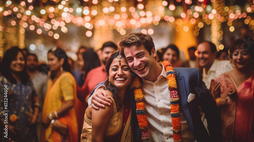 Several Young Indian Adults Enjoying A Wedding Celebration - Generative AI.