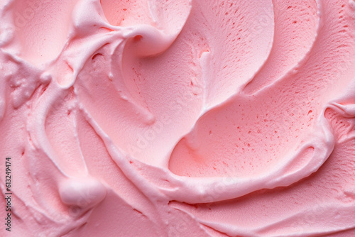 tasty fruit yoghurt ice cream, close up texture, top view, created with generative ai