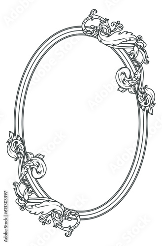 Round filigree frame. Decorative baroque vintage border