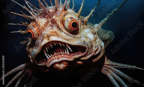 Centrophryne spinulosa, an abyssal anglerfish found in the western Atlantic. AI GENERATIVE