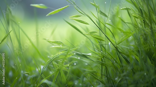 peaceful and peaceful grass texture with soft blades and natural green tones. Generative AI