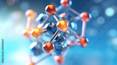 Science laboratory background, Atom molecular structure, 3D illustration of molecule and atom model for science background