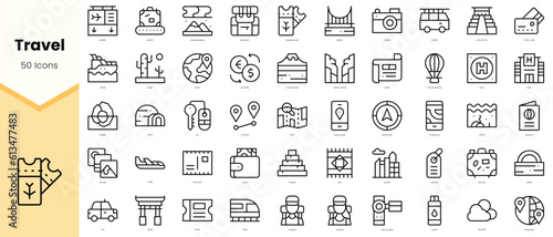 Set of travel Icons. Simple line art style icons pack. Vector illustration