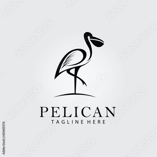 pelican silhouette logo vector illustration design, minimalist icon template