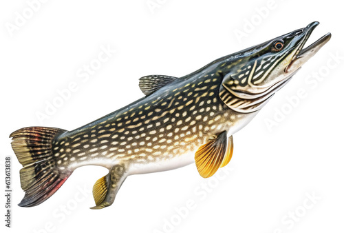  Pike isolated on the transparent background PNG. AI generative.