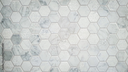 Seamless grayscale hexagonal mosaic wall (Bathroom, Kitchen, Indoor, Decor)