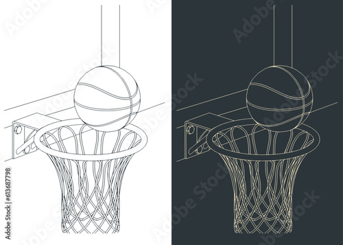 Basketball hoop and ball close up