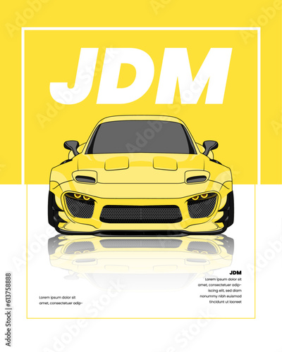 vector illustration of mazda rx 7 car in poster form