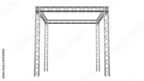 3d rendering of Aluminium truss construction for event business isolated on white background