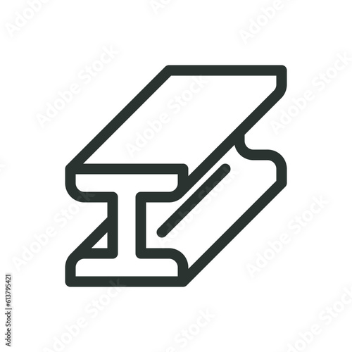 Stainless steel i-beam isolated icon, steel i beam vector icon with editable stroke