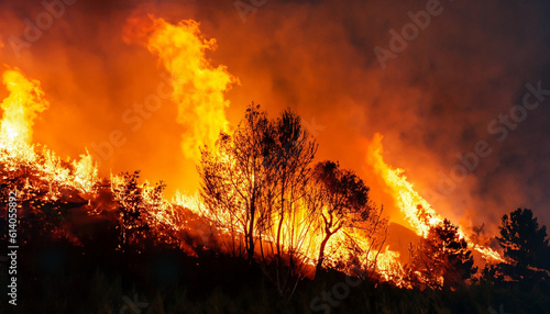 wildfire silhouettes background forest fire