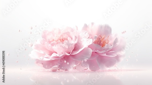 Closeup beautiful peony flower. Abstract background with flowers. Generative AI. Illustration for cover, card, postcard, interior design, decor, packaging, invitations or print.