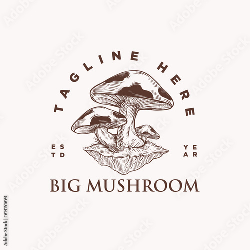 Mushrooms fungi logo design vintage template inspiration
