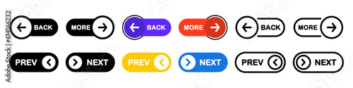 Previous and Next navigation buttons. Prev, next. Web page button for move to the next and previous item. Web buttons with arrow for web site and user interface . Web design elements