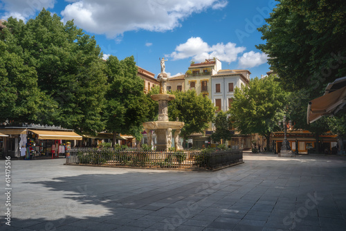 Plaza de Bib-Rambla Square and Gigantones Fountain - Granada, Andalusia, Spain.