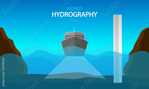 Hydrography day world ship, vector art illustration.