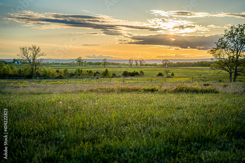 Field at sunrise in Gettysburg