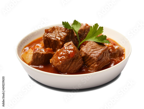 Beef stew traditional homemade goulash isolated on transparent or white background, png
