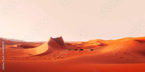 A minimalist sand dunes in the desert. Calm and tranquil landscape. Generative AI