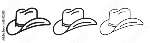 Western cowboy hat icon outline vector in black color.