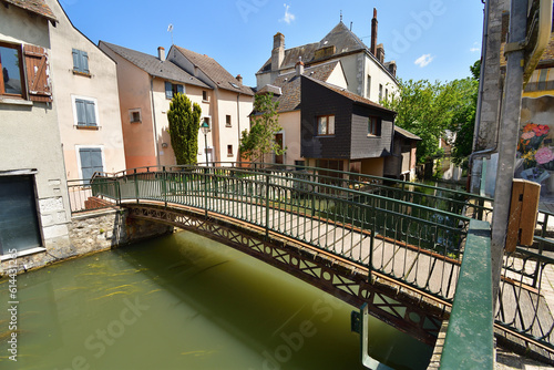 France, Montargis. Cityscape with a canal. May 29, 2023.