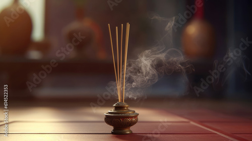 Burning incense with the scent of lavender