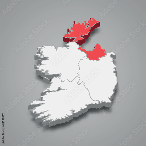 Ulster province location within Ireland 3d map