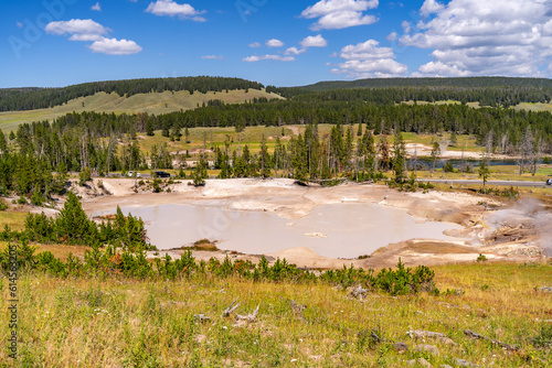 Hot springs along the road in Yellowstone National Park, Mud Volcano Area.