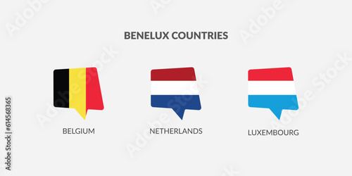 Benelux Countries Chat flag icon set.
