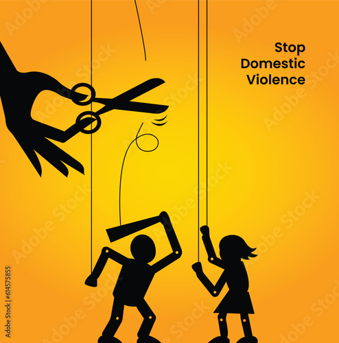 Stop, domestic violence, creative social issue, flat illustration, acknowledge domestic violence, aesthetic illustration, Concept of domestic abuse and sexual harassment, violence against women