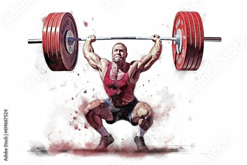 weightlifter athlete drawing isolated on white background. AI generated.