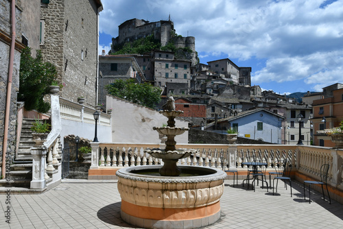 Panoramic view of Subiaco, a medieval town near Rome, Italy.