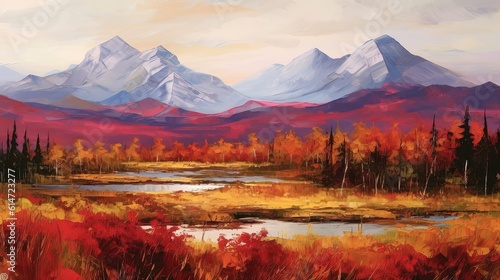 Autumn's Vibrant Canvas: A Majestic Mountain Symphony Generative AI 3