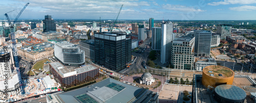 Aerial view of the library of Birmingham, Baskerville House, Centenary Square, Birmingham, West Midlands, England, United Kingdom.