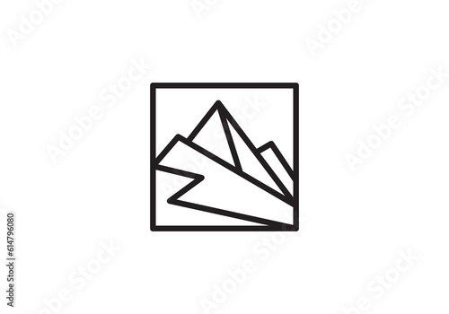 simple mountain logo, linear style creative modern vector design