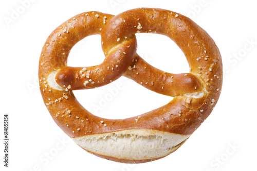 Bavarian pretzel isolated on transparent background, top view