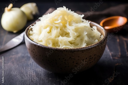 Homemade sauerkraut in a bowl. Generative AI