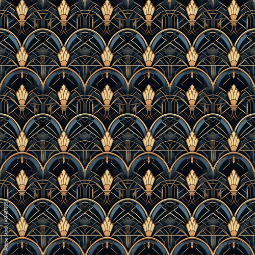 Seamless Art Deco, pattern, created with AI Generative Technology