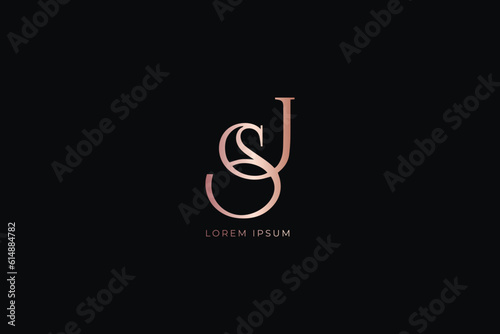 Letter js fashion brand design modern style creative golden wordmark design typography illustration, js rose gold lettering, js luxury logo