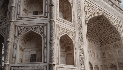 The majestic Taj Mahal, an ornate mausoleum of ancient beauty generated by AI