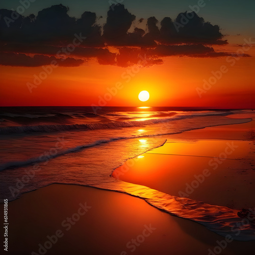 Golden Hour at the Beach Stunning Sunset View 